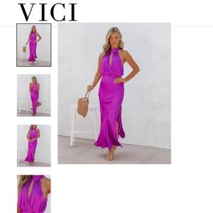 VICI Fate satin purple cutout maxi dress XL